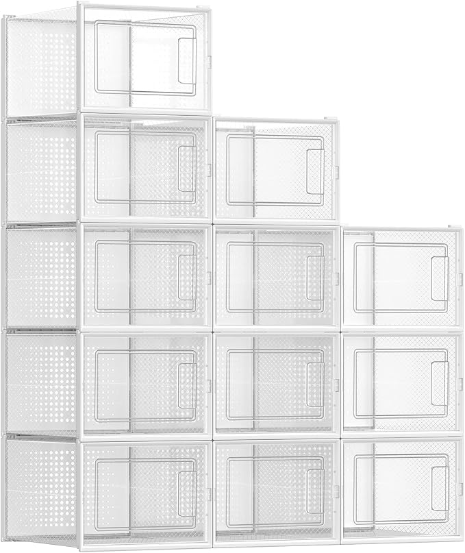 SONGMICS Shoe Boxes, Stackable Clear Plastic Boxes by SONGMICSbySONGMICSHOME