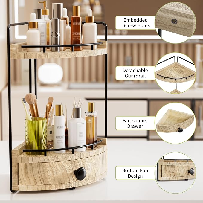 2-Tier Corner Bathroom Counter Organizer - Image 4