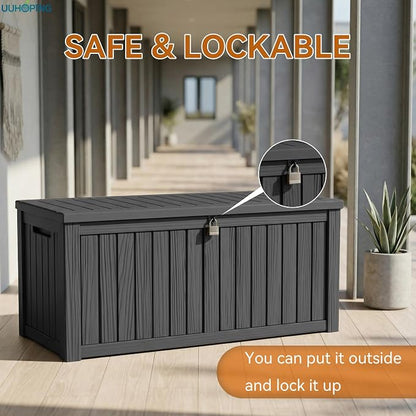 150 Gallon Outdoor Deck Box, Resin Waterproof Storage Box - Image 6