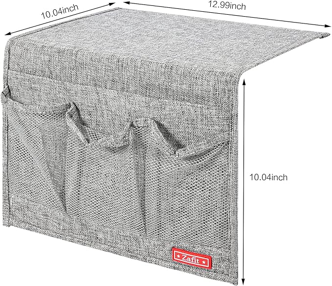 Zafit Linen 4 Pockets Bedside Caddy, Bedside Storage Organizer - Image 3
