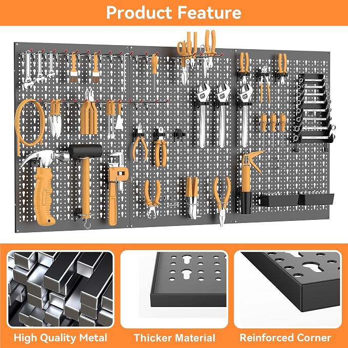 WALMANN Metal Pegboard Wall Tool Organizer Board - Image 5