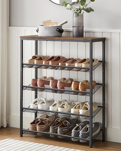 VASAGLE Shoe Rack for Entryway, Freestanding, Adjustable, Industrial | 5-Tier - Image 8