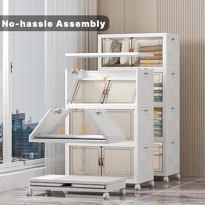 UAMFURI Stackable Storage Bins, 448QT Collapsible Drawers - Image 4