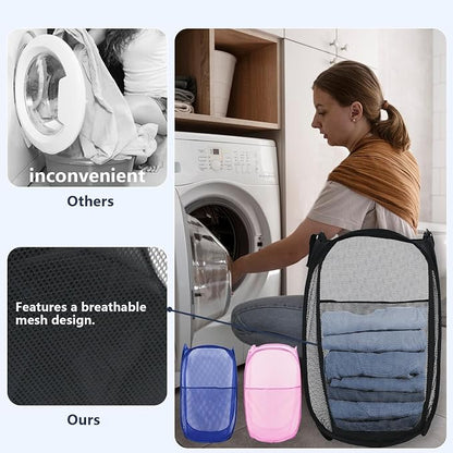Pop Up Laundry Hamper, Mesh Laundry Basket Collapsible, Foldable Hamper - Image 5