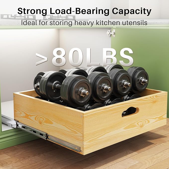 Pull Out Cabinet Organizer, Soft Close Slide Out Solid Wooden Drawers, Heavy - Image 7