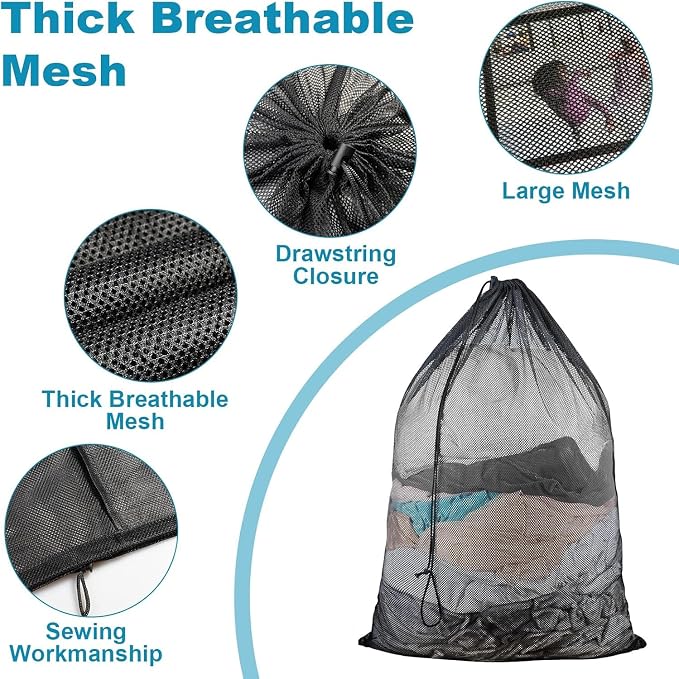 2 Pack Mesh Laundry Bags, 23 x 34 Inches Heavy Duty Mesh Laundry Bag, Large - Image 4