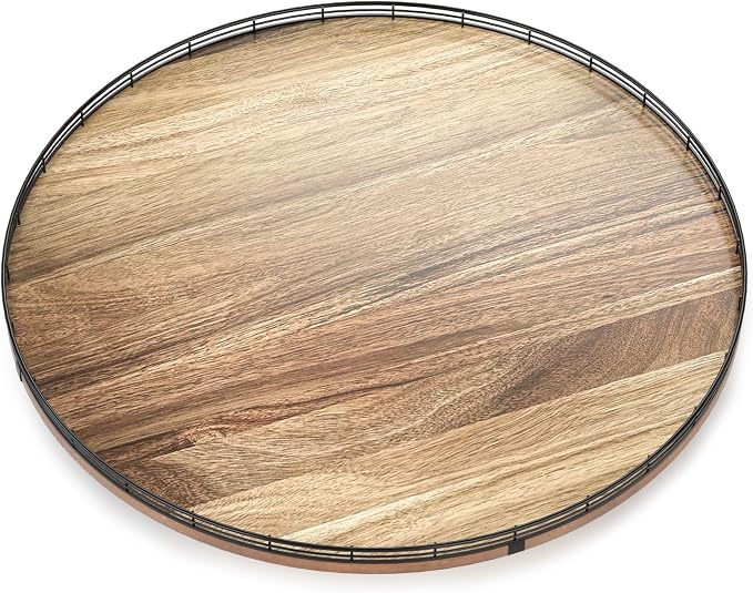 Acacia Wood 24" Lazy Susan Turntable Organizer - Image 2
