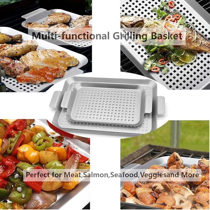 Grill Topper Non-Stick Stainless Steel BBQ Tray - Image 4