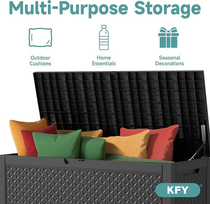 100 Gallon Waterproof Outdoor Storage Box, UV Resistant Resin Deck Box - Image 5