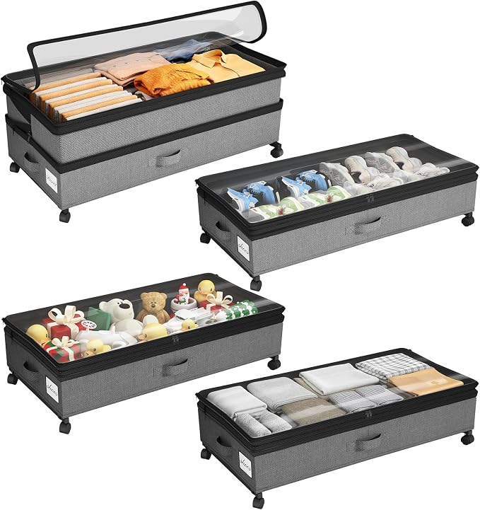 Kitstorack 4 Pack Height-adjustable Under Bed Storage by Kitstorack