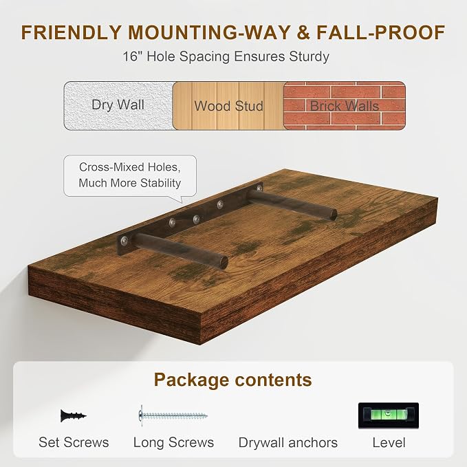 Fun Memories Floating Shelves for Wall, 8 Inch Deep Floating Wall Shelf - Image 7