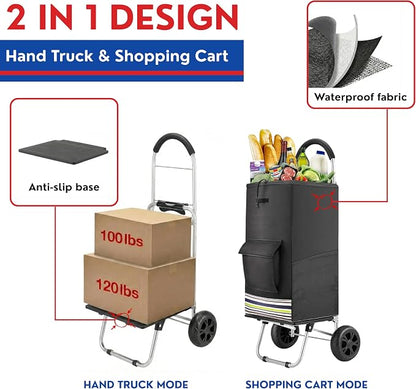 Shopping Cart, Super Loading Grocery Trolley, 220 lbs Capacity, Foldable Cart - Image 3
