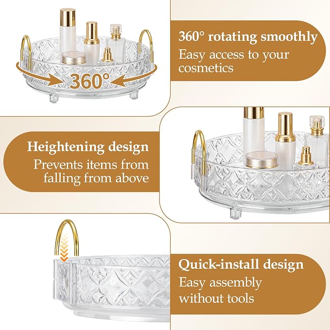 360 Rotating Makeup Organizer for Vanity, Adjustable Perfume Organizer for - Image 2