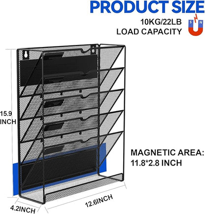 6-Tier Magnetic File Holder, No Drilling Installation File Cabinet Organizer - Image 2