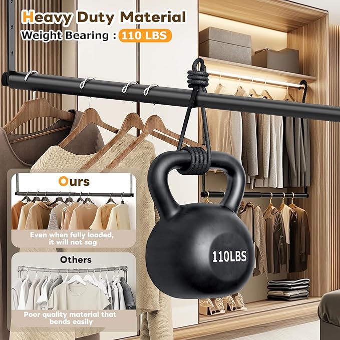 Mavivegue 2 Pack Adjustable Closet Rods - Image 3