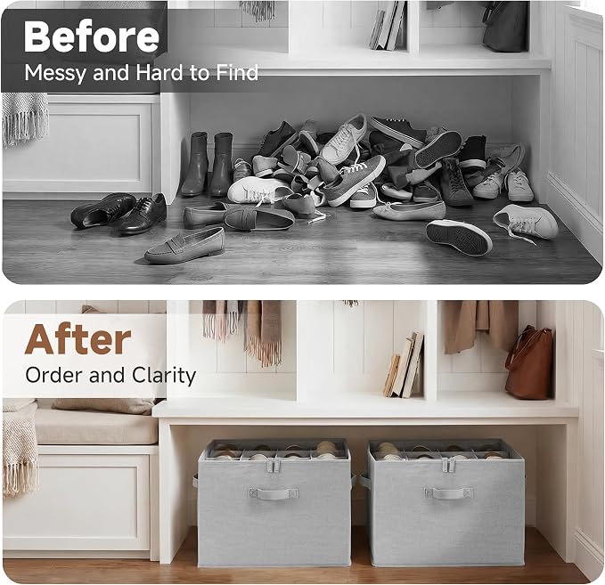StorageWorks Shoe Organizer for Closet, Fits up to 16 Pairs, Shoe Cubby Storage - Image 8