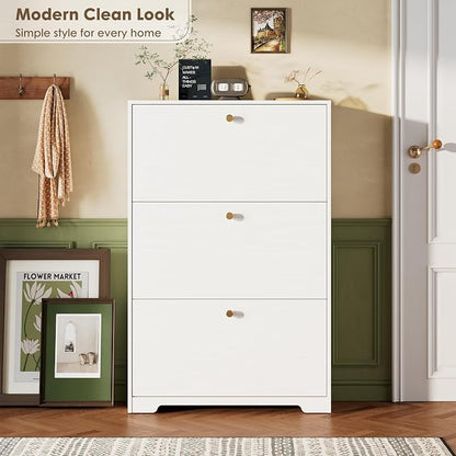 Nicetree Shoe Cabinet with 3 Flip Drawers, Narrow Shoe Organizer Cabinet - Image 5