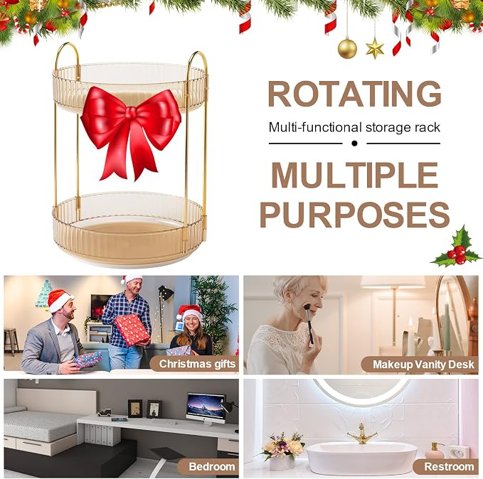 360 Rotating Makeup Organizer, 2 Tier Countertop Storage, Large Capacity - Image 5