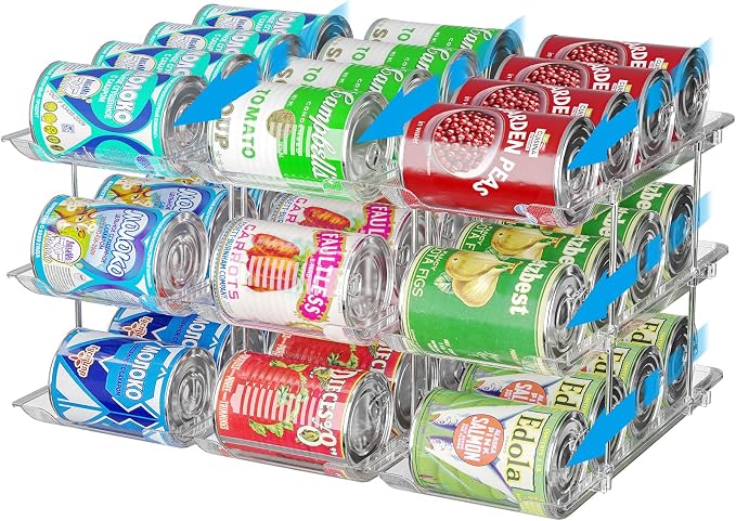 Stackable 3 Tiers Can Organizer Pantry, Canned Food Holder by BingoHive