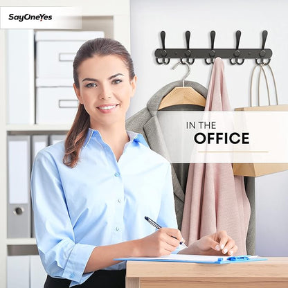 Coat Rack Wall Mount with 5 Tri Hooks, Stainless Steel 16 Inch – Black Matte - Image 7