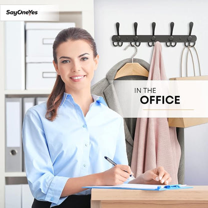 Coat Rack Wall Mount with 5 Tri Hooks, Stainless Steel 16 Inch – Black Matte - Image 7