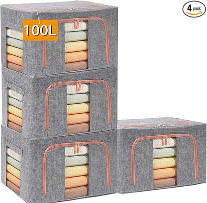 100L Large Storage Bags, Stackable Clothes Storage Bins by SWEERI