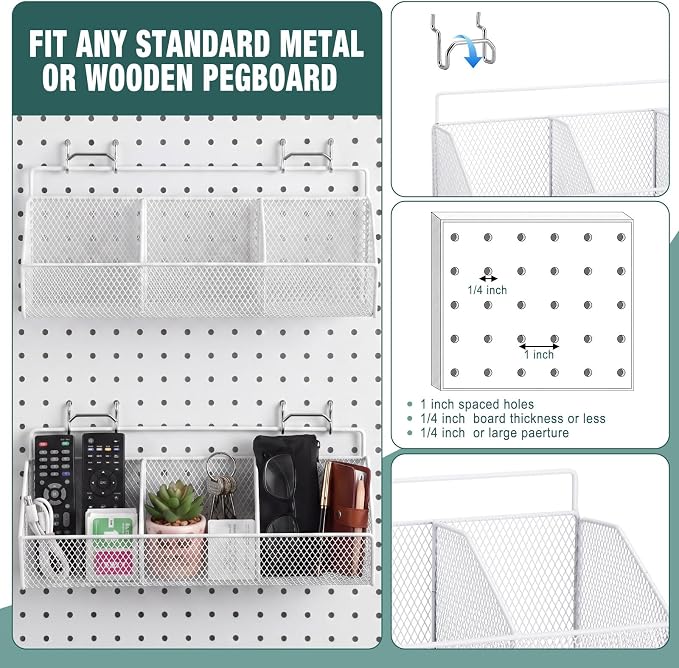 Hicarer 2 Pcs Divided Pegboard Baskets - Image 3