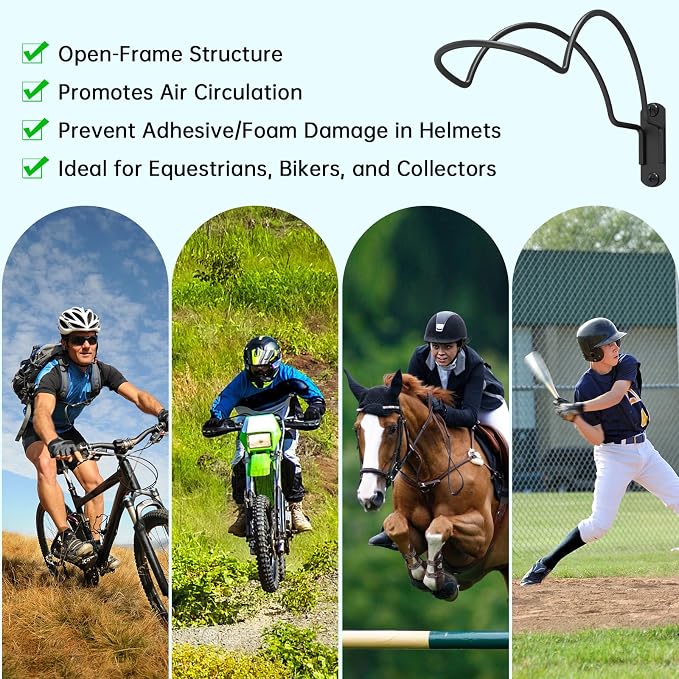 2-Pack Wall-Mounted Multi-Purpose Helmet Storage Display Rack - Image 7