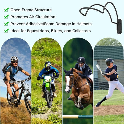 4-Pack Wall-Mounted Multi-Purpose Helmet Storage Display Rack - Image 7