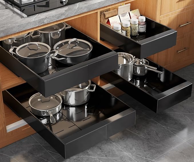 Seinloes 4 Pack Expandable Pull Out Cabinet Organizer 21" Deep by Seinloes