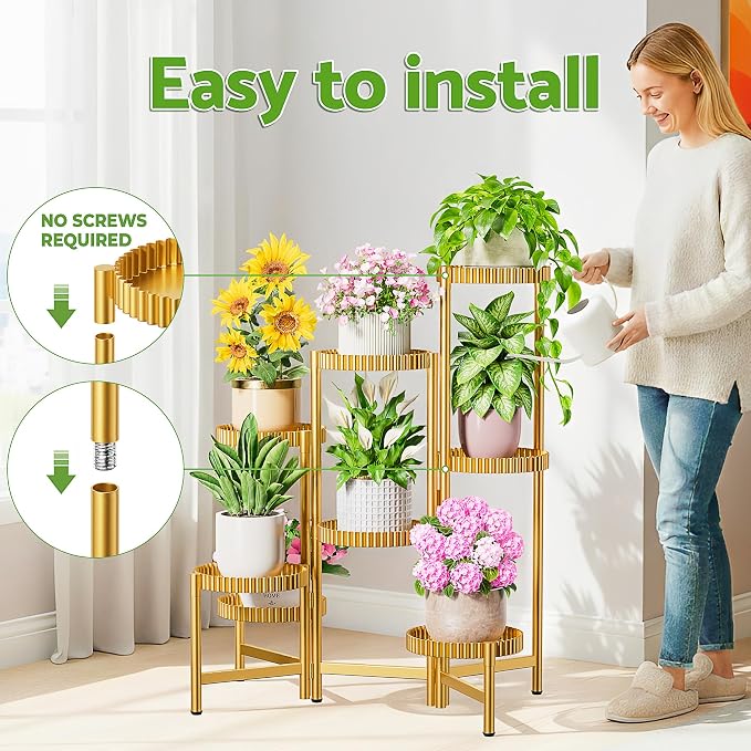 Stand Plants, 8 Tier Metal Tiered Plant Stands Indoor, Corner Flodable Plant - Image 6