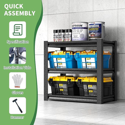 Garage Shelving, Garage Adjustable Storage Shelves 3 Tier Storage Shelves - Image 5