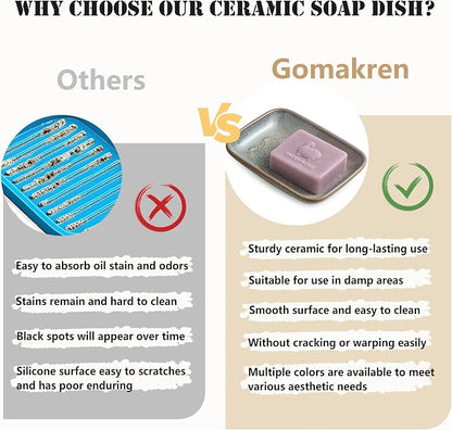 Gomakren Soap Dish for Shower, Ceramic Soap Dishes for Bar Soap Sponge - Image 7