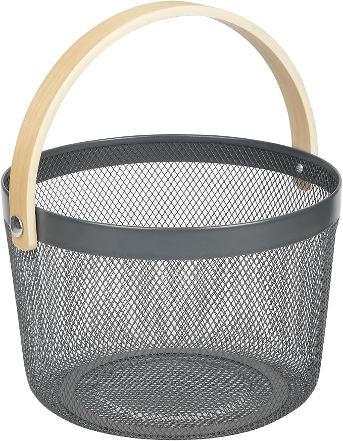 IBWell Bucket-Shape Metal Wire Woven Fruit Storage Bowl Basket by IBWell