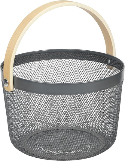 IBWell Bucket-Shape Metal Wire Woven Fruit Storage Bowl Basket by IBWell
