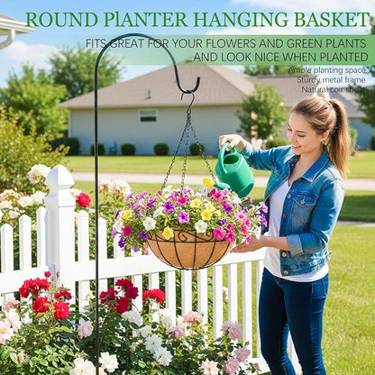Hanging Planters for Outdoor Plants 4 Pack 14 inch Metal Hanging Flower Basket - Image 2