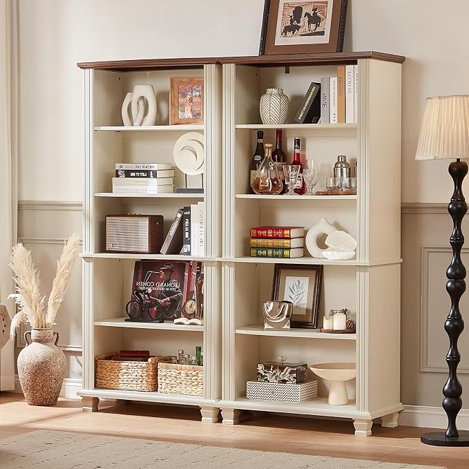 70" Tall White Bookshelf, 5 Tier Wood Book Shelf - Image 2