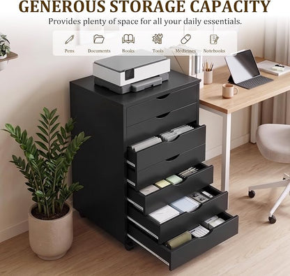 7 Drawer Office Storage Cabinet, Rolling File Cabinet - Image 5