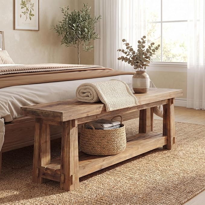 55'' Solid Wood Entryway Bench - Image 4