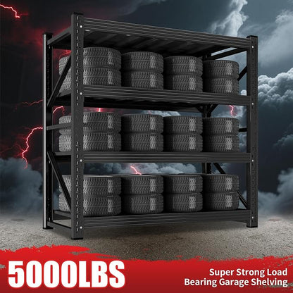 5000LBS Heavy Duty Garage Shelving 59" W Garage Storage Shelves 4-Tier Metal - Image 4