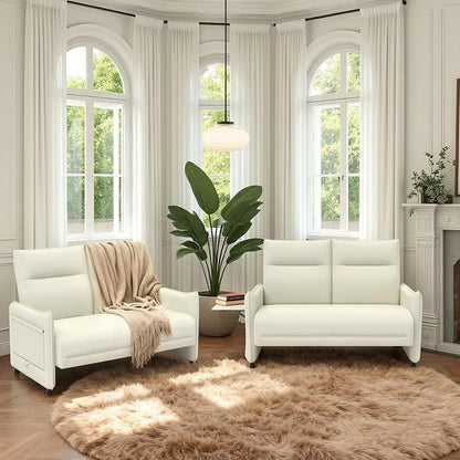 Faux Leather Loveseat, Upholstered Loveseat - Image 8