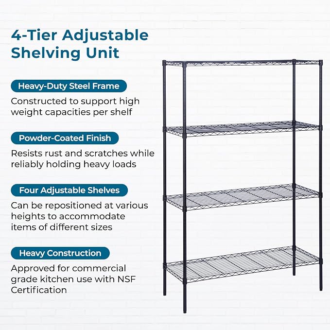 Honey-Can-Do 4-Tier Heavy Duty Extra-Wide Adjustable Shelving Unit, 350-lb Per - Image 7