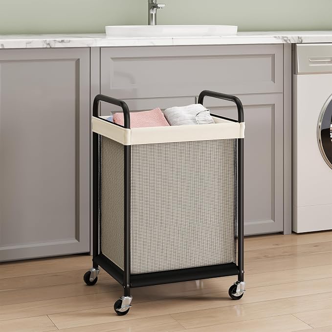 ELYKEN Laundry Basket with Wheels, 80L Rolling Laundry Hamper with Removable - Image 2