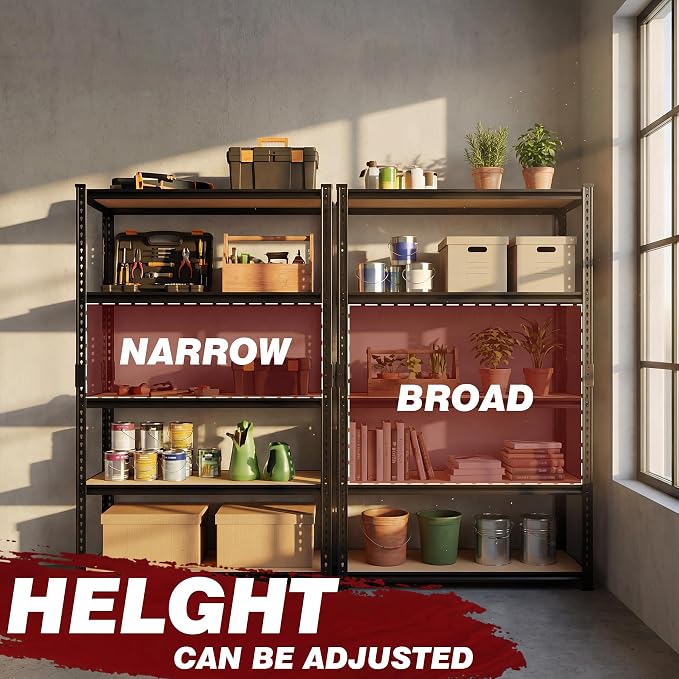 Durstruct 2400LBS Storage Shelves 5 Tier Adjustable Garage Storage Shelving | - Image 5