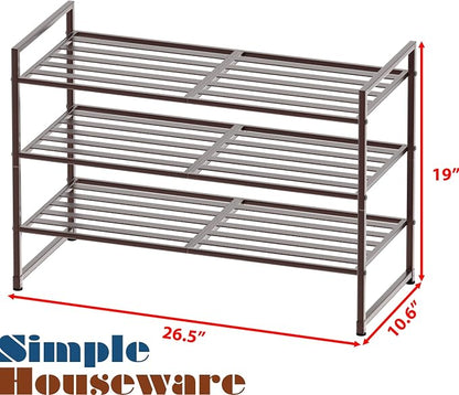 Simple Houseware 3-Tier Stackable Metal Panel Shoes Rack - Image 3
