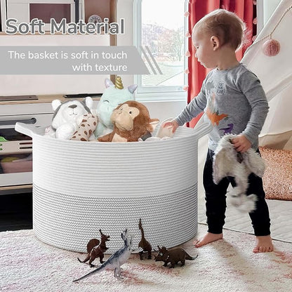 INDRESSME 115L Extra Large Blanket Basket, Cotton Rope Toy Baskets Storage Kids - Image 6