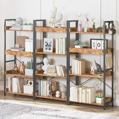 HCHQHS 4 Tier Bookshelf, Adjustable Industrial Bookcase, Vertical Tall Book - Image 2