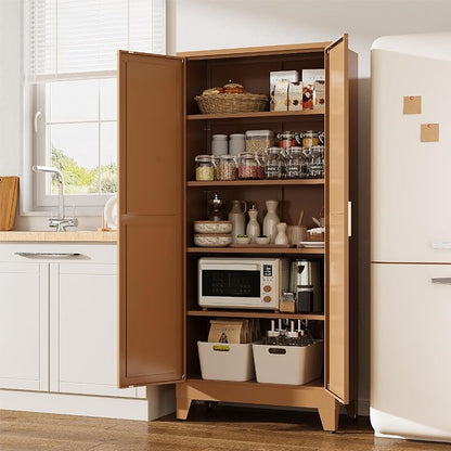71"H Kitchen Pantry Storage Cabinet, Farmhouse Pantry Cabinet, Tree Doors - Image 2