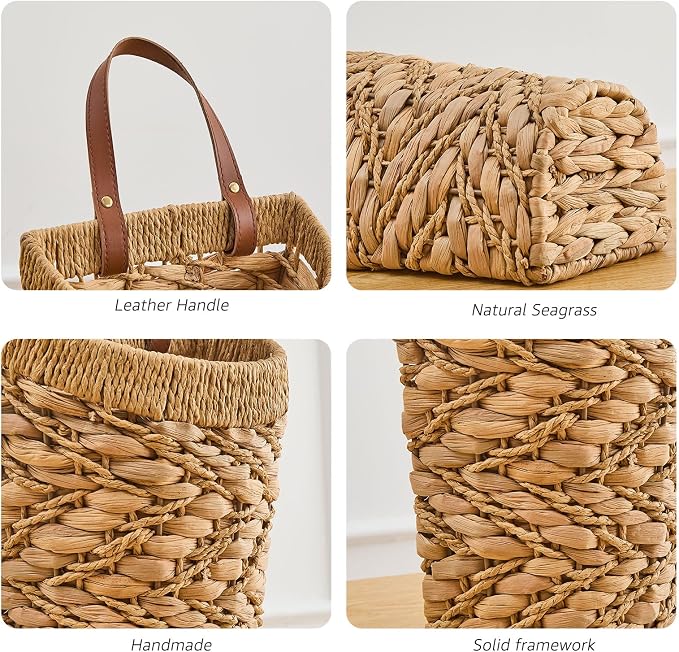 Handwoven Front Door Basket Water Hyacinth Wall Hanging Basket Decorative Boho - Image 7