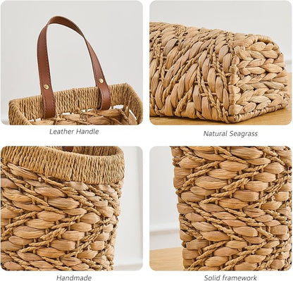 Handwoven Front Door Basket Water Hyacinth Wall Hanging Basket Decorative Boho - Image 7